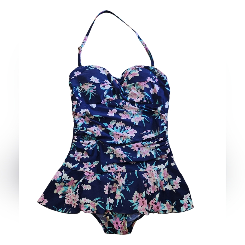 Shore Shapes Floral Swimwear One Piece Skirt Women's Size 12